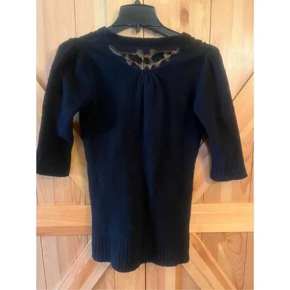 BKE  Sz S 3/4 Sleeve Sheer Neckline/Design Back Sweater (1196) - Picture 6 of 6